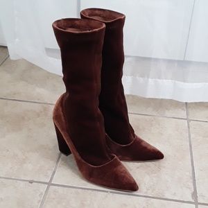 Forever 21 sz 7 brown tall pointed toe faux suede boot